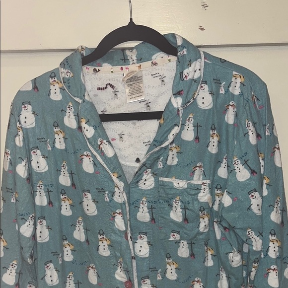 Munki Munki preowned size small Snowman Print Pajama Top only - Picture 2 of 7